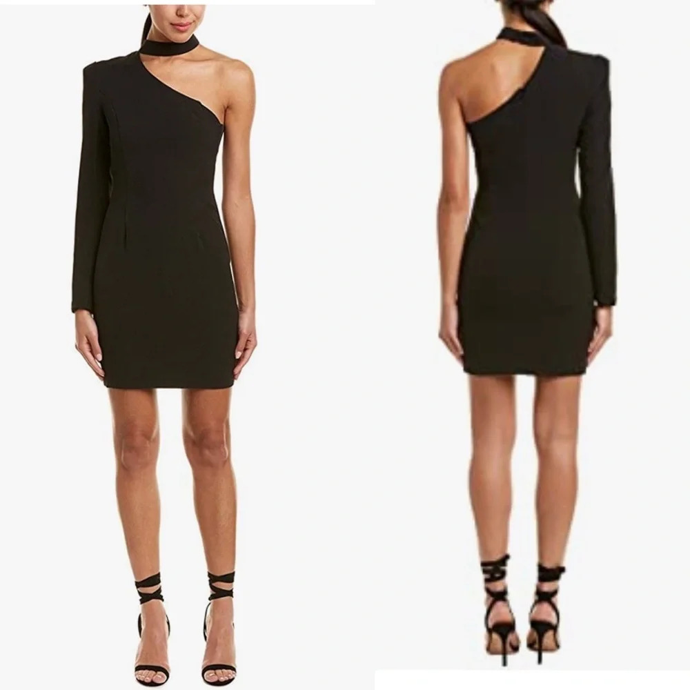 One Shoulder Black Mini Cocktail Dress by Bardot size XS